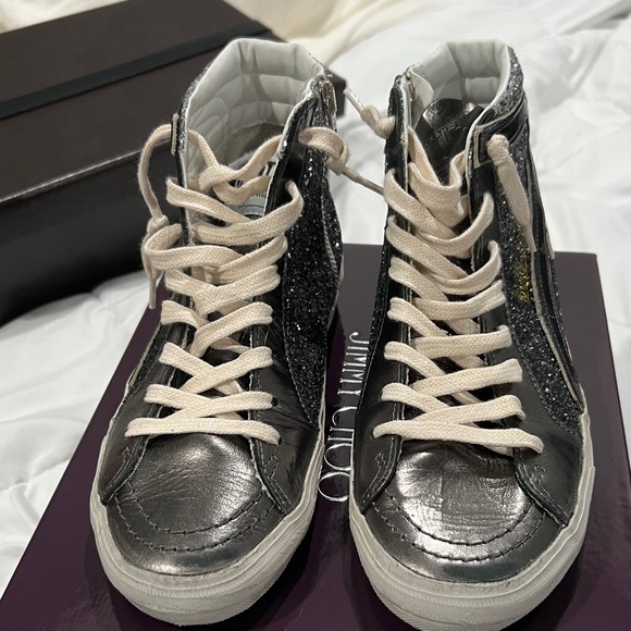 Golden Goose Black and Silver Glitter High-Tops - Picture 1 of 8